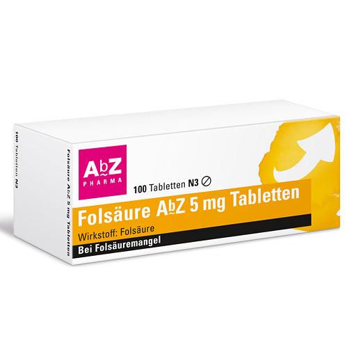 FOLSÄURE AbZ 5 mg Tabletten - bei Folsäuremangel* 100 St