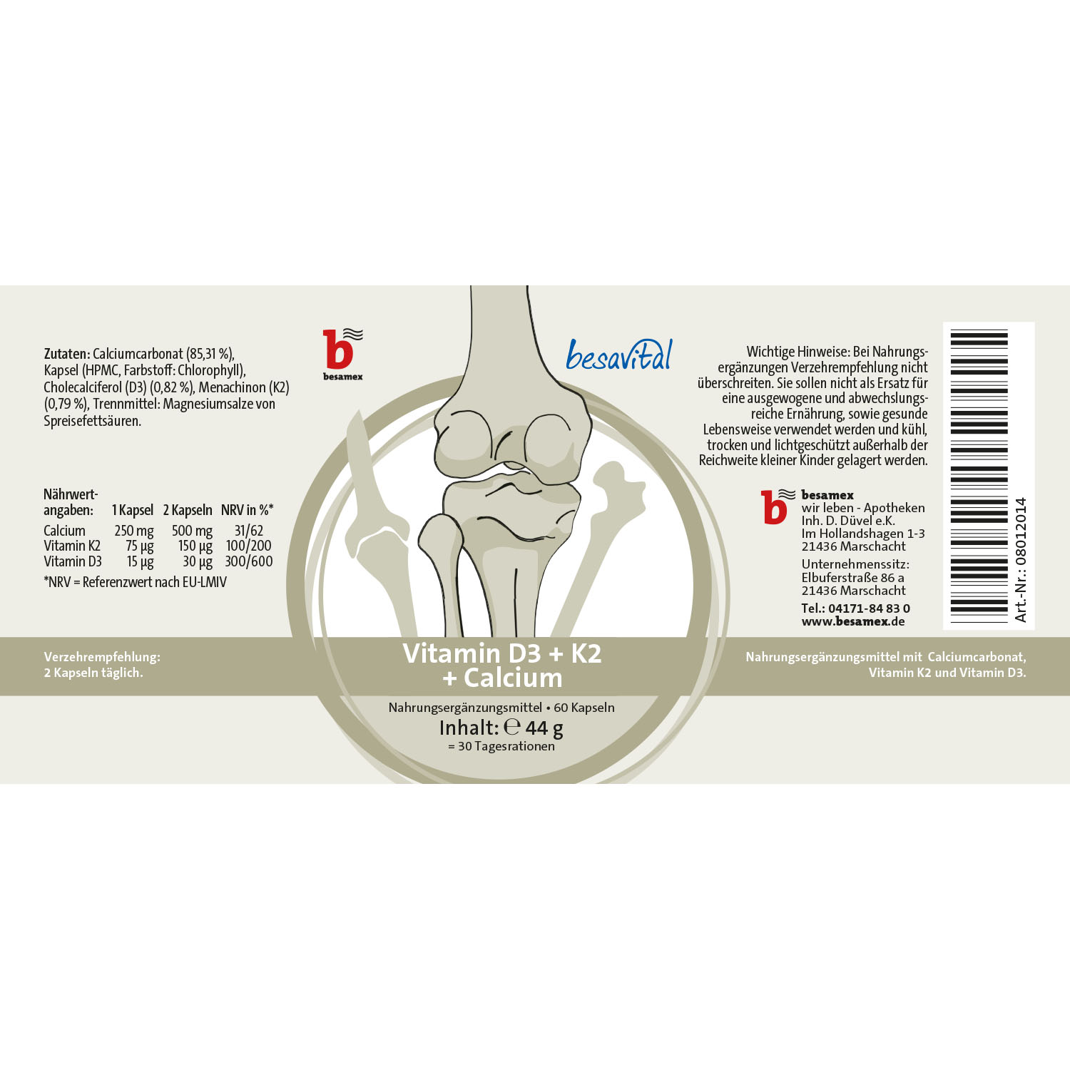 besavital Vitamin D3+K2 + Calcium