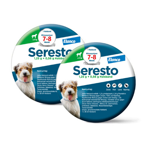 Spar-Set: 2x SERESTO 1,25g + 0,56g Halsband für Hunde bis 8kg 1 St