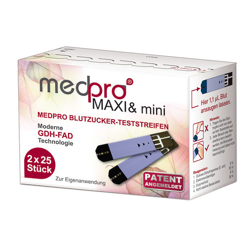 MEDPRO Maxi & mini Blutzucker-Teststreifen 2x25 St