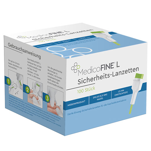 MEDICOFINE Sicherheits-Lanzetten 29 G 0,5x1,5 mm 100 St