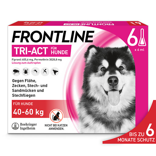FRONTLINE TRI-ACT gegen Zecken, Flöhe und fliegende Insekten für Hunde XL (40-60 kg)<sup> 6</sup>  6 St