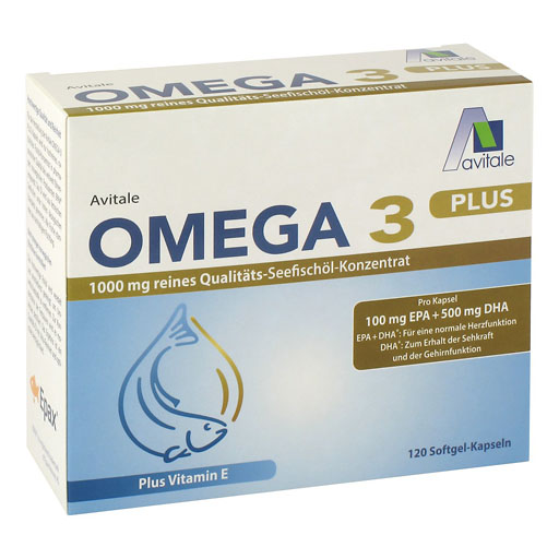 OMEGA-3 PLUS 1.000 mg DHA 500 mg/EPA 100 mg+Vit. E 120 St  