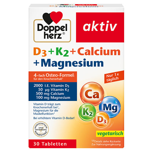 DOPPELHERZ D3+K2+Calcium+Magnesium Tabletten 30 St  